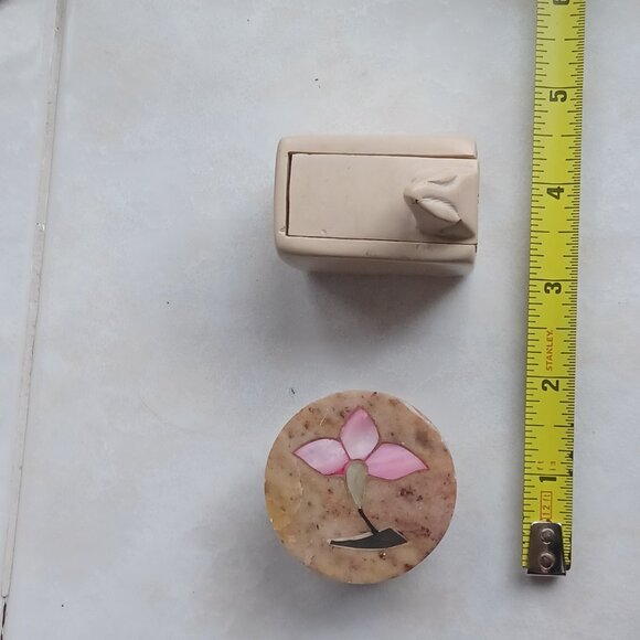 Vintage Soapstone Novelty Box and Marble Trinket Box (set of 2) - Picture 7 of 7